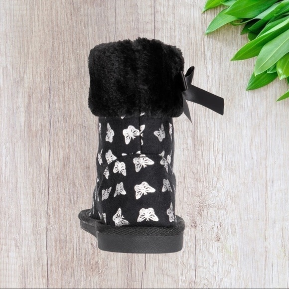 Muk Luks Madison Butterly Printed Faux Fur Bootie in Black 2 - Picture 9 of 9